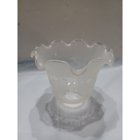Replacement Vintage Glass Lamp Shade with Furled Top Edge & Frosted 2" Opening - Picture 4 of 15
